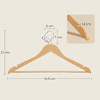 Träkläderhängare - uppsättning av 20 - massivt trä - anti -slip - 360 ° roterande krok