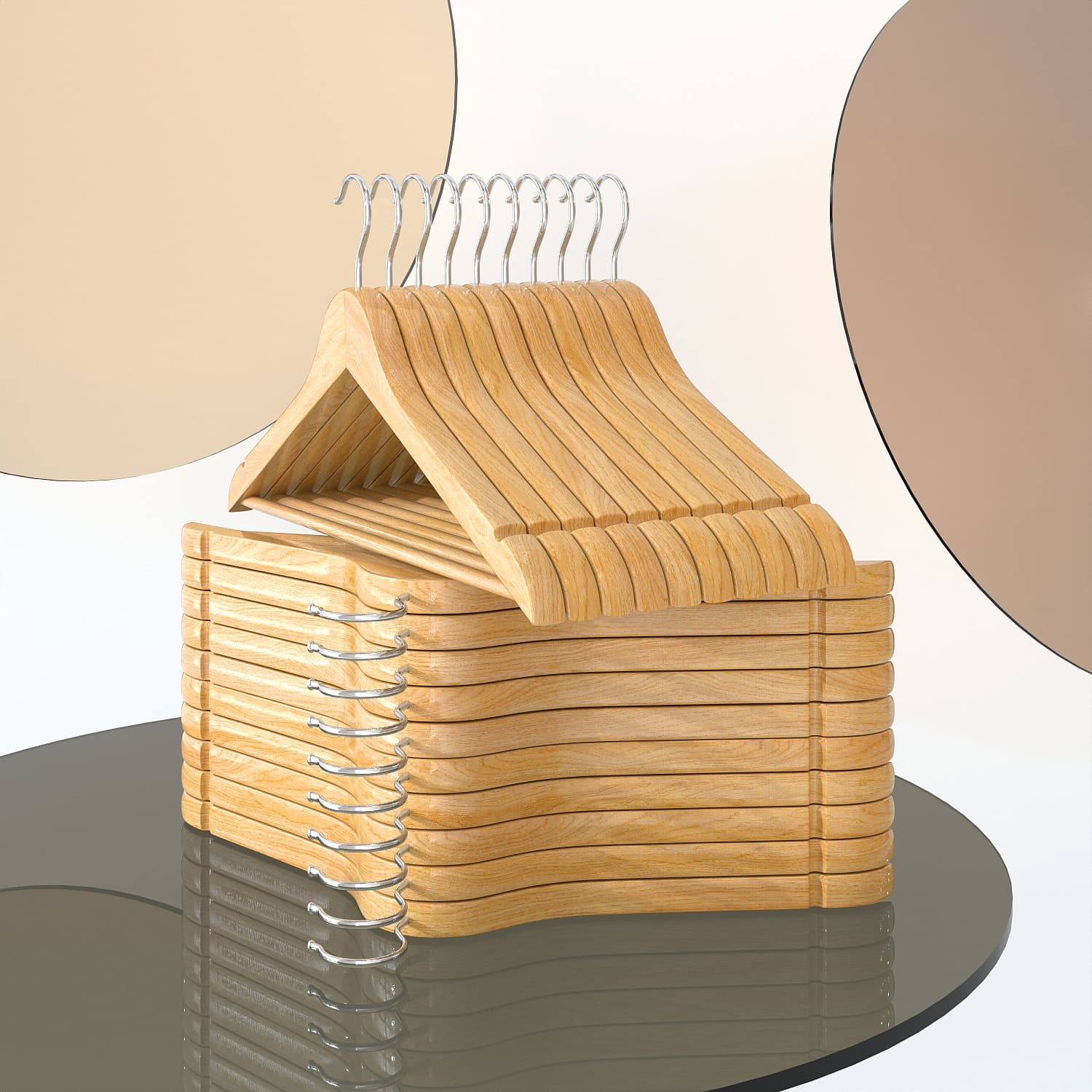 Träkläderhängare - uppsättning av 50 - fast trä - robust finish