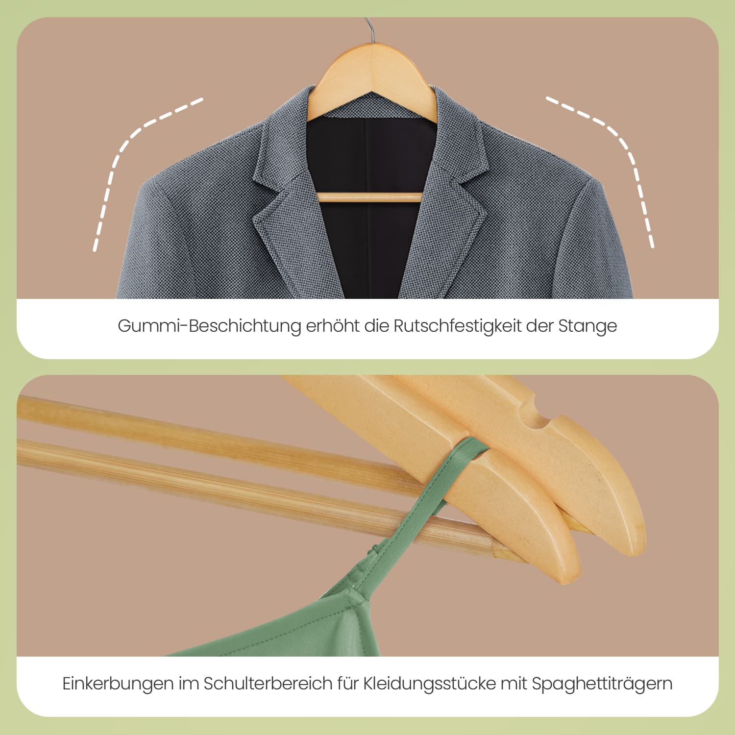 Träkläderhängare - uppsättning av 50 - fast trä - robust finish