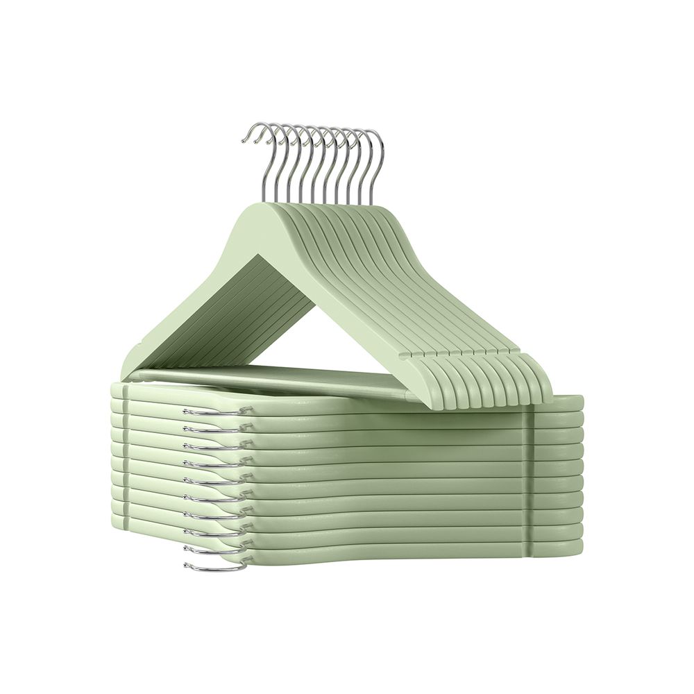 Träkläderhängare - uppsättning av 10 - fast trä - vitt