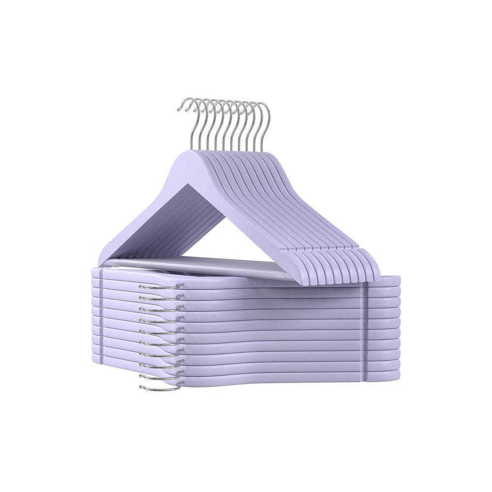 Träkläderhängare - uppsättning av 10 - fast trä - vitt