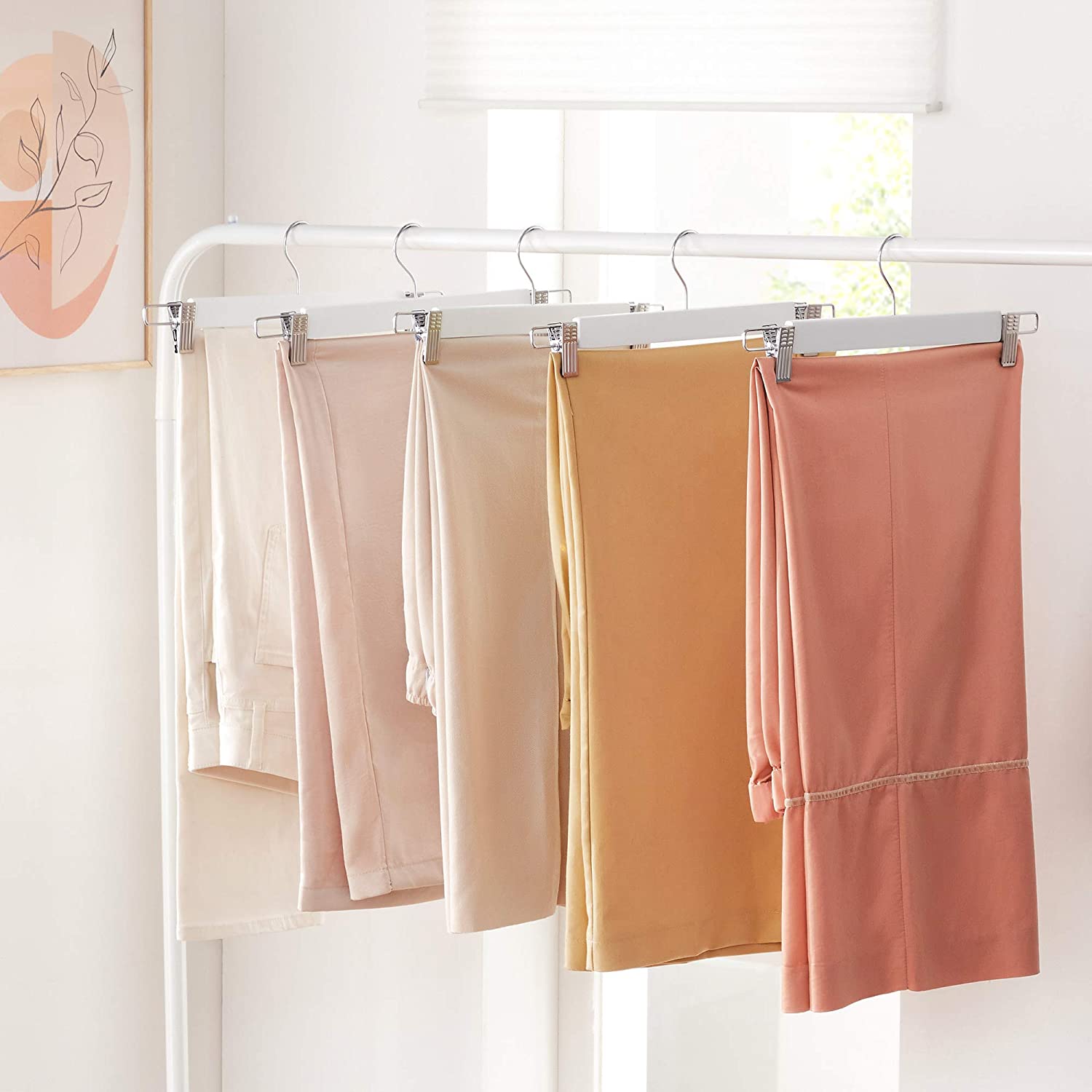 Byxor hängare - uppsättning av 8 - med klipp - vita