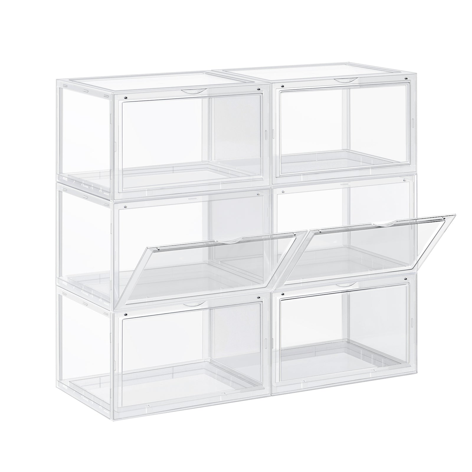 Skoboxar - uppsättning av 6 - Stackbara förvaringslådor - 46,36 x 28 x 22 cm - transparent