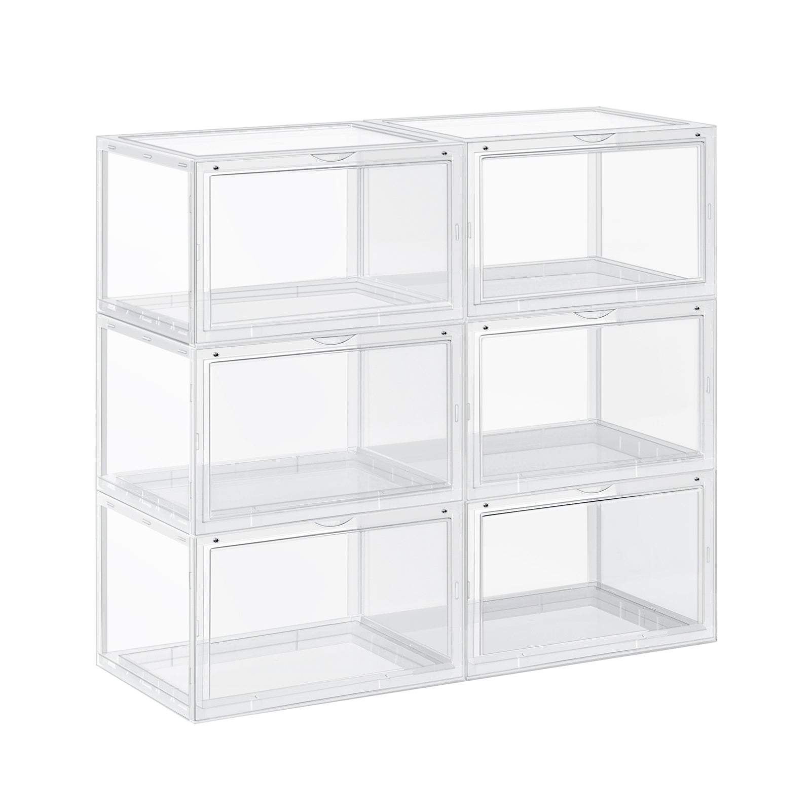 Skoboxar - uppsättning av 6 - Stackbara förvaringslådor - 46,36 x 28 x 22 cm - transparent