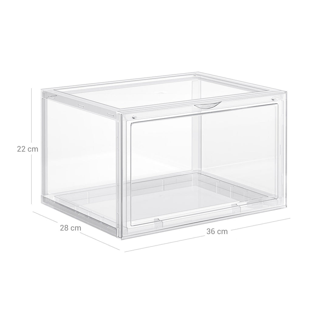 Skoboxar - uppsättning av 6 - Stackbara förvaringslådor - 46,36 x 28 x 22 cm - transparent