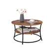 Soffbord – Runt sidobord med 2 hyllplan – Vintage brun