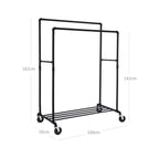 Klädställ - tungmetallstandard på hjul - upp till 110 kg lastkapacitet - svart