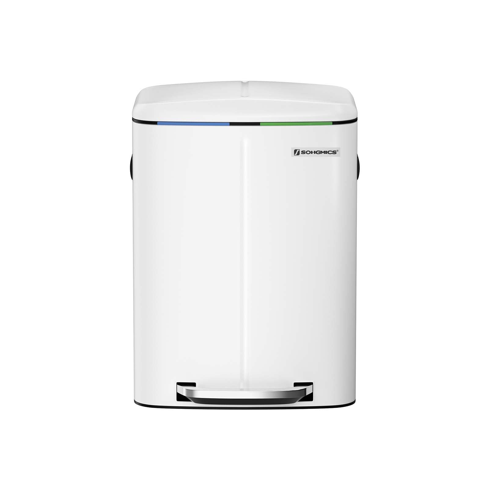 Avfallskärl med 2 fack - Pedalkontroll - Vit
