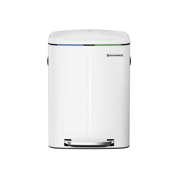 Avfallskärl med 2 fack - Pedalkontroll - Vit