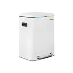 Avfallsbink - 2 fack - 2 x 20 L - metall med pedal - 40 L - vit