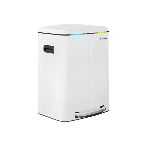 Avfallsbink - 2 fack - 2 x 20 L - metall med pedal - 40 L - vit