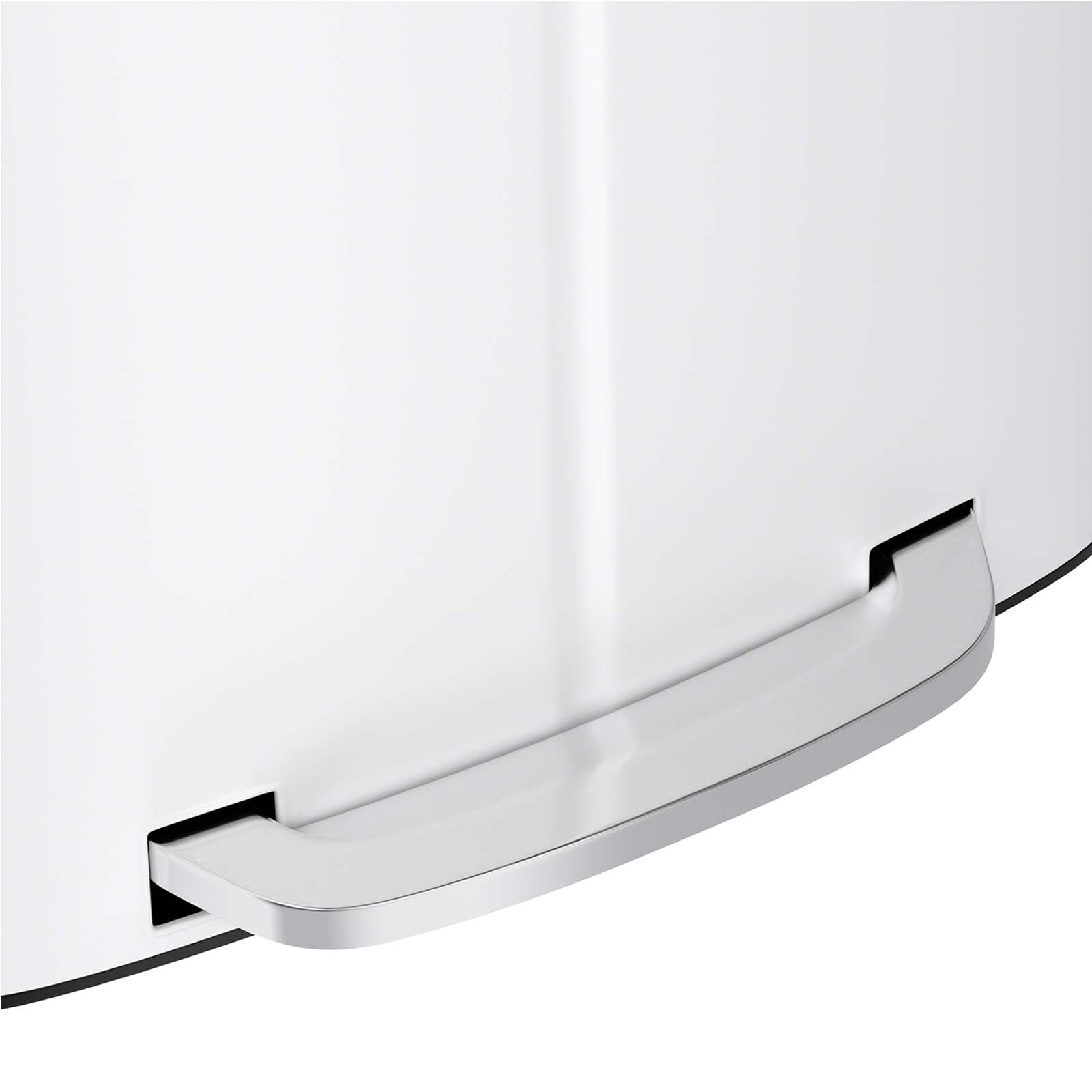 Avfallsbink - 2 fack - 2 x 20 L - metall med pedal - 40 L - vit