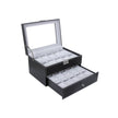 Watchbox - 20 klockor - glaslock - svart