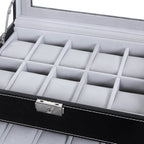 Watchbox - 20 klockor - glaslock - svart