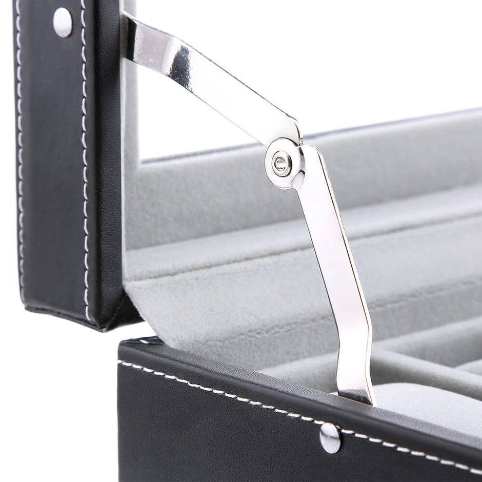 Watchbox - 20 klockor - glaslock - svart
