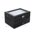 Watchbox - 20 klockor - glaslock - svart