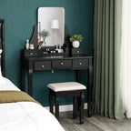 Toalettbord - Make -Up Table With Mirror and Drawers - Cosmetics Table - Black