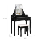 Toalettbord - Make -Up Table With Mirror and Drawers - Cosmetics Table - Black