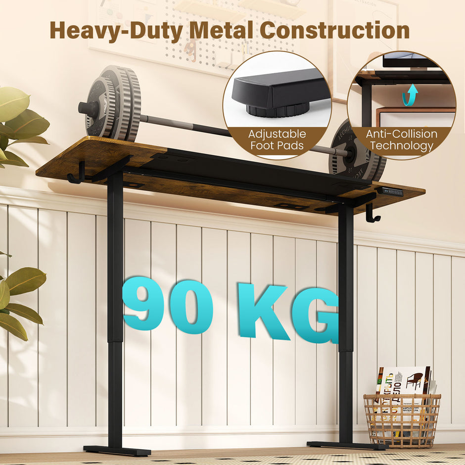 Elektrisk – höjdjusterbart skrivbord med stabil metallram – 160 x 60 cm
