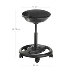 Werk -pall - Ergonomiska svängbara mål på hjul - höjdjusterbar - svart