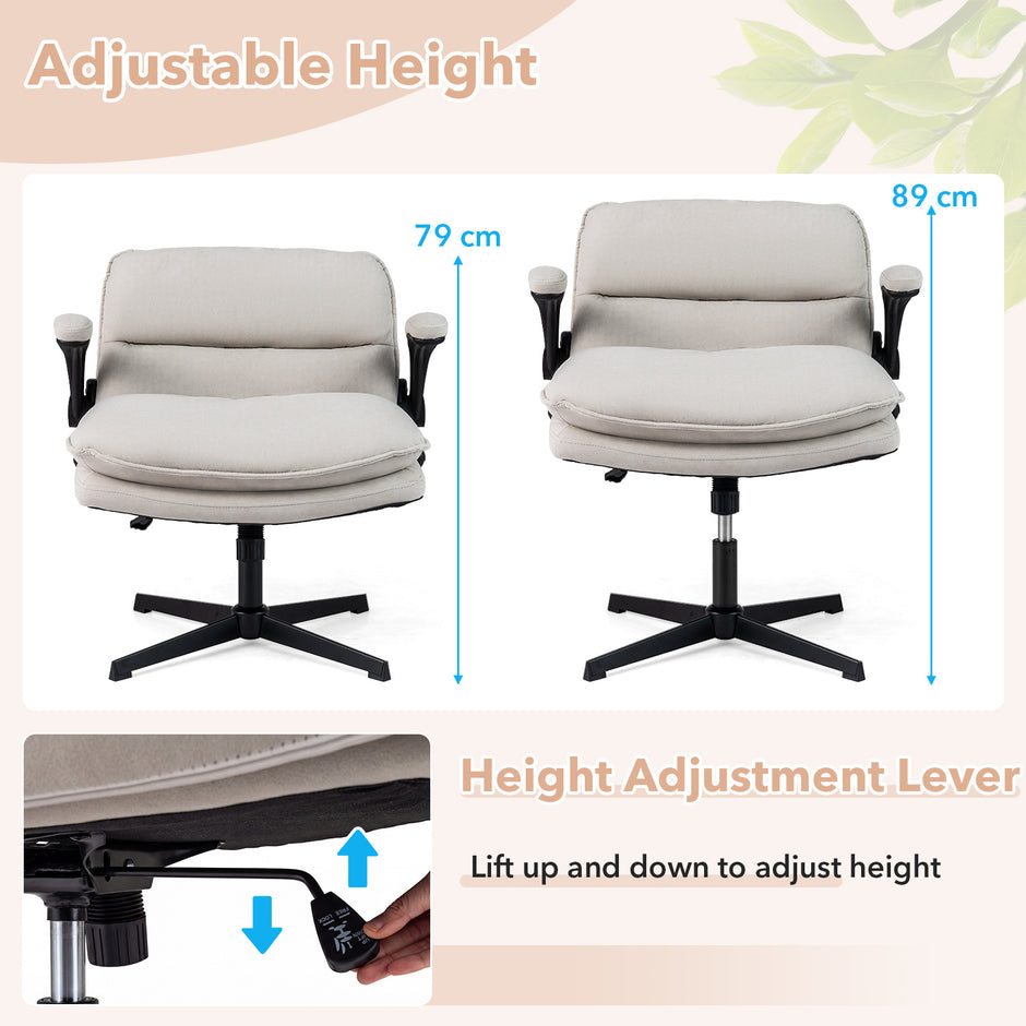 Ergonomisk – kontorsstol, höjdjusterbar skrivbordsstol med ryggstöd lastkapacitet upp till – 150 kg – Beige