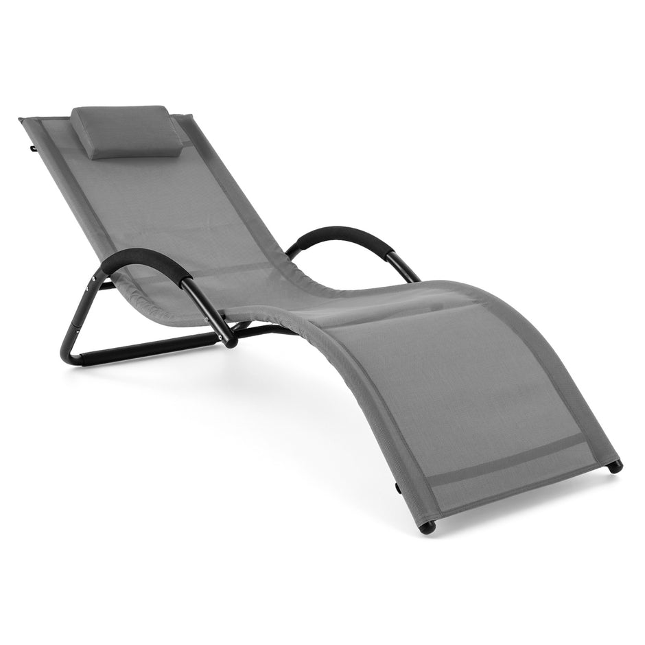 Ergonomisk – solstol med avtagbart huvudkudde liggstol belastbar upp till – 160 kg – Grå
