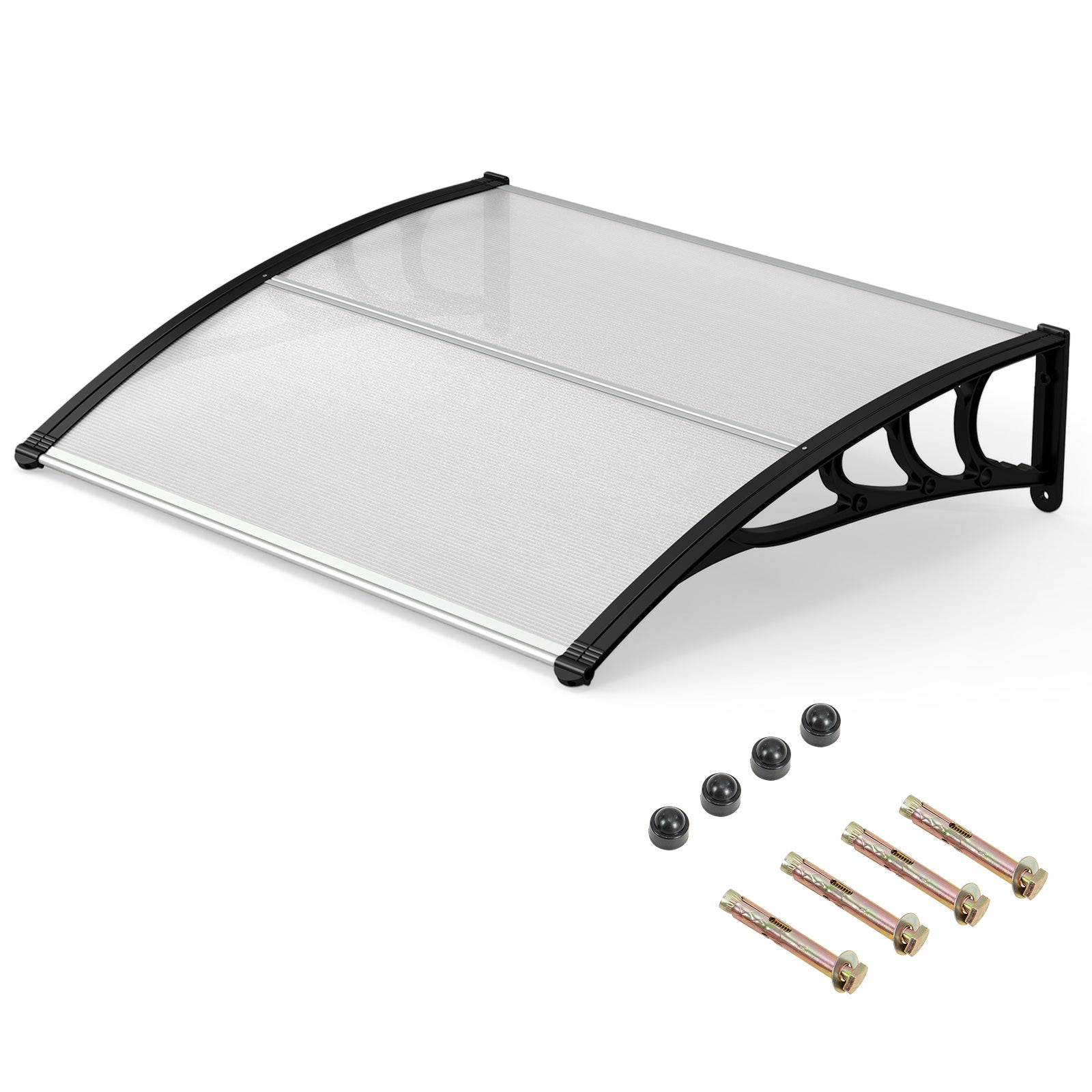 Förtak – för ytterdörr Genomskinligt valvt av polykarbonat och aluminium – 100 x 76 cm