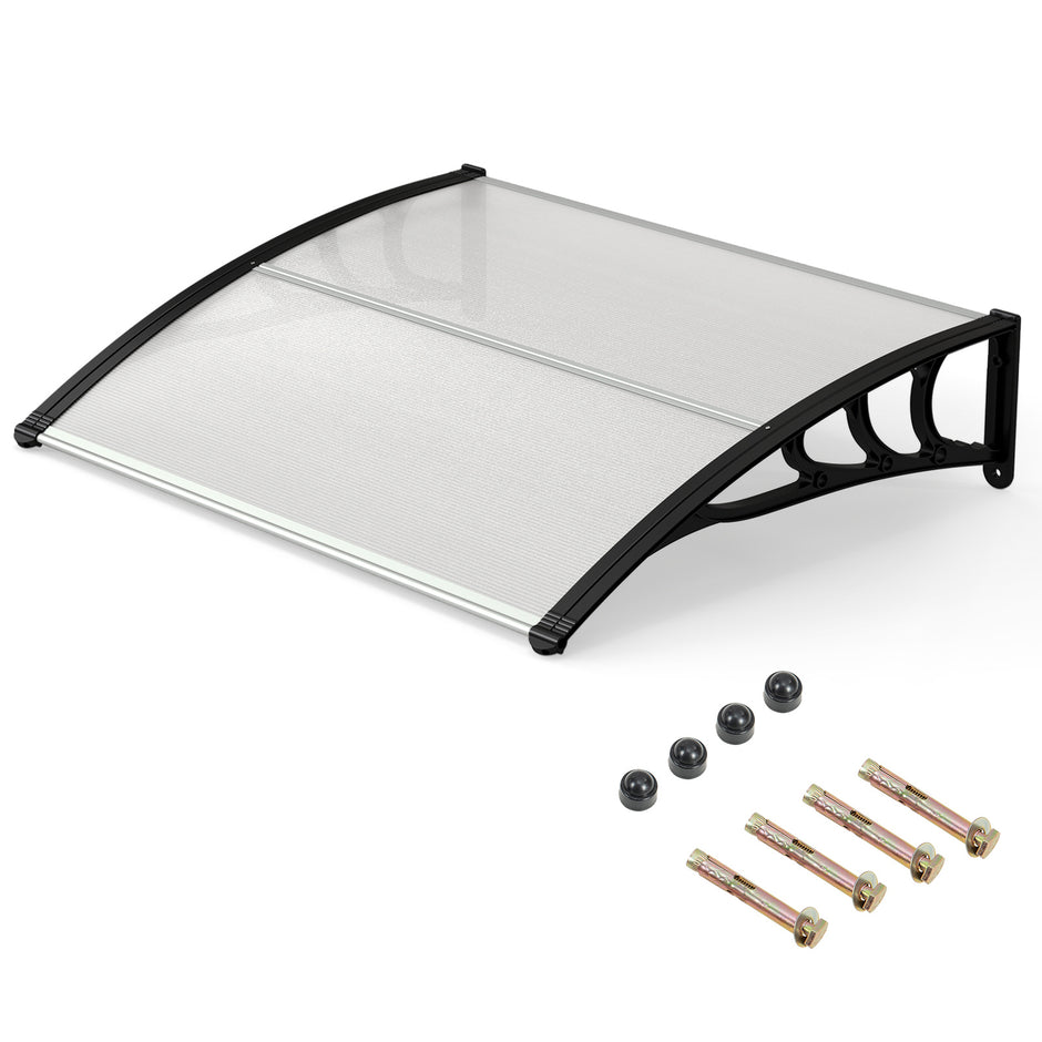 Förtak – för ytterdörr Genomskinligt valvt av polykarbonat och aluminium – 100 x 76 cm