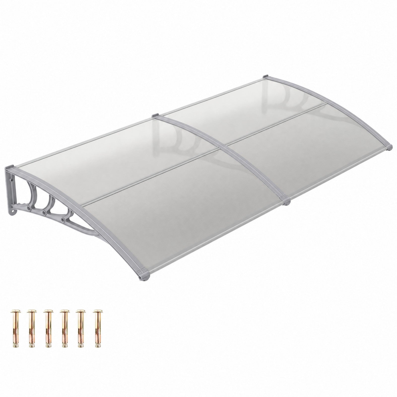Förtak – för ytterdörr, i polykarbonat med aluminiumstänger och PP‑fästen Ljusgrå – 197 x 89 cm