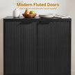 Förvaringsskåp, – sideboard i trä med räfflade dörrar och stabil metallställning