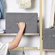 Förvaringsboxar – Set om 3 med lock och handtag – Grå