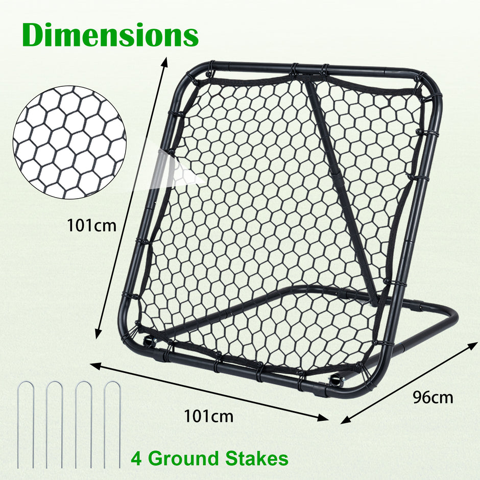 Fotbollsrebounder – cm, hopfällbart fotbollsnät med 7‑stegs vinkeljustering – 101 x 101