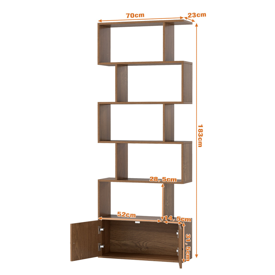 Fristående – bokhylla med dörrar cm, rumsdelarhylla våningar – 183 x 70 x 23 5