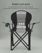 Campingstol med fodrad sittgall-svart-svart