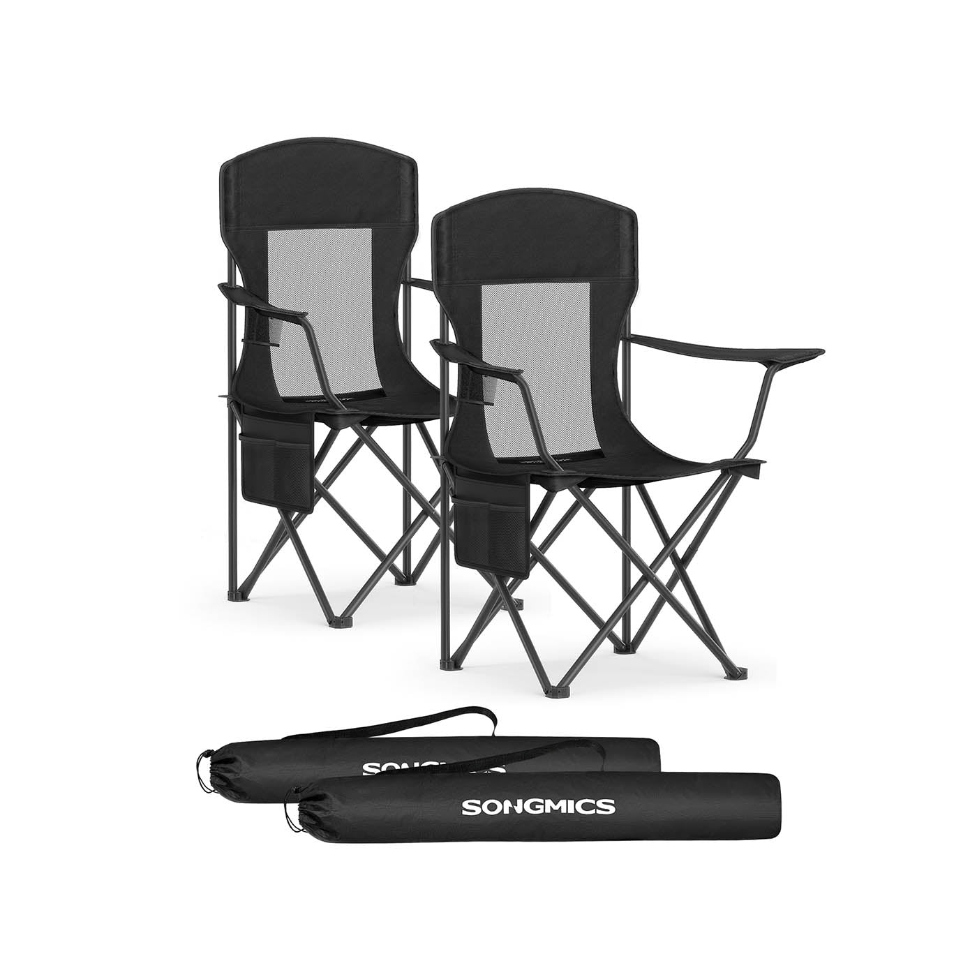 Campingstolar set om 2 – Justerbara armstöd – Hamnblå