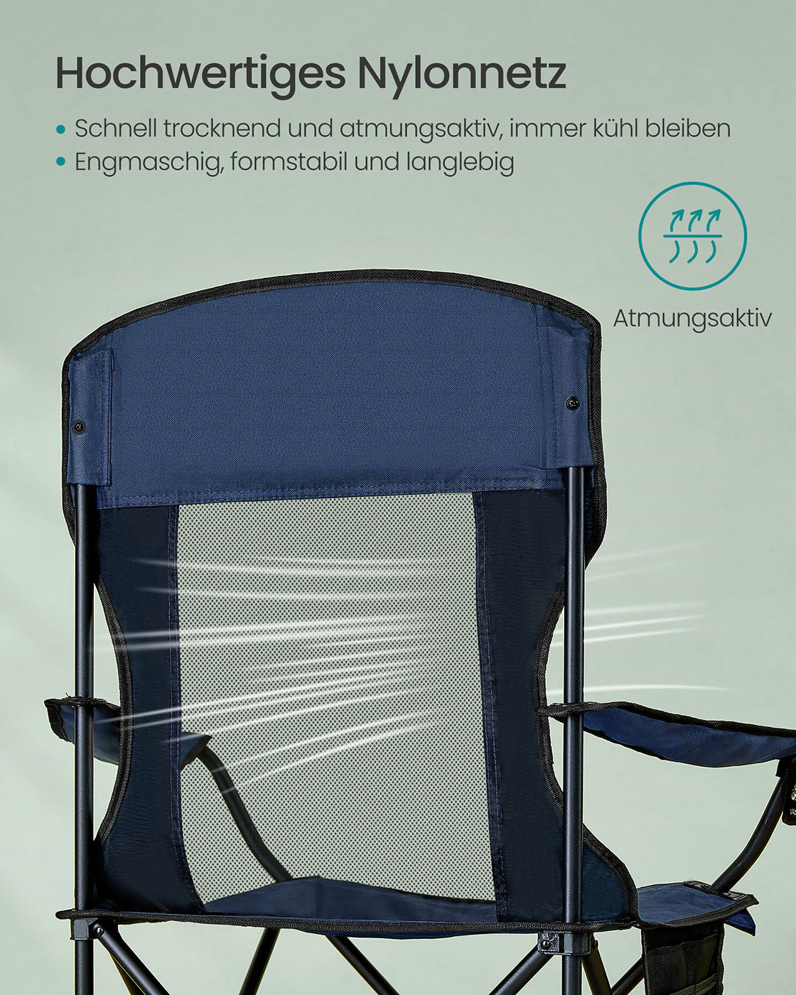 Campingstolar set om 2 – Justerbara armstöd – Hamnblå