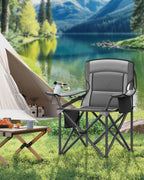 Campingstol med kopphållare och skumfyllning, Leigrijs
