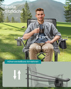 Campingstol med kopphållare och skumfyllning, Leigrijs