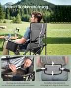 Campingstol med kopphållare och skumfyllning, Leigrijs