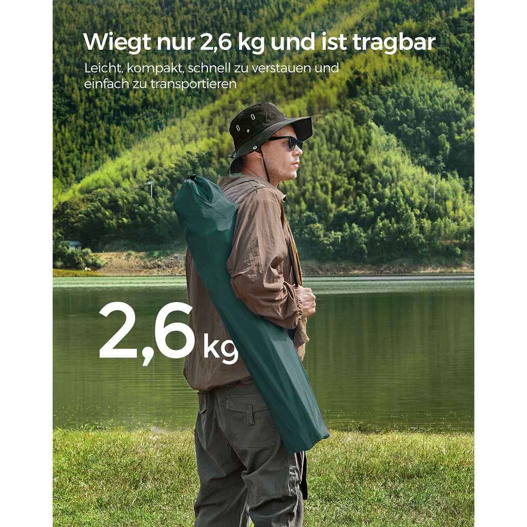 Campingstol - uppsättning av 2 med kopphållare - mörkgrön