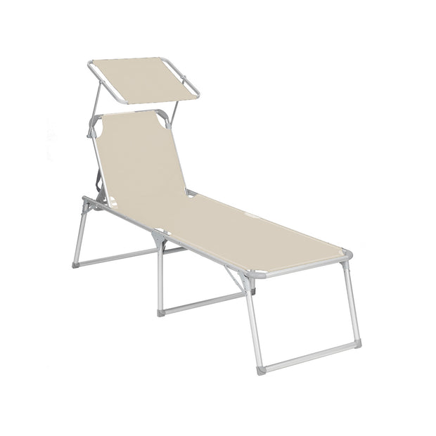 Solstol – stor med tak – aluminium – beige