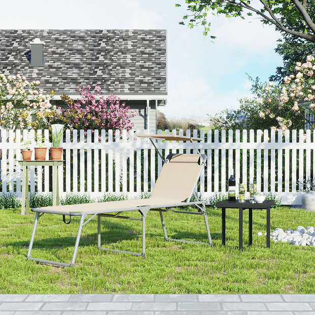 Solstol – stor med tak – aluminium – beige