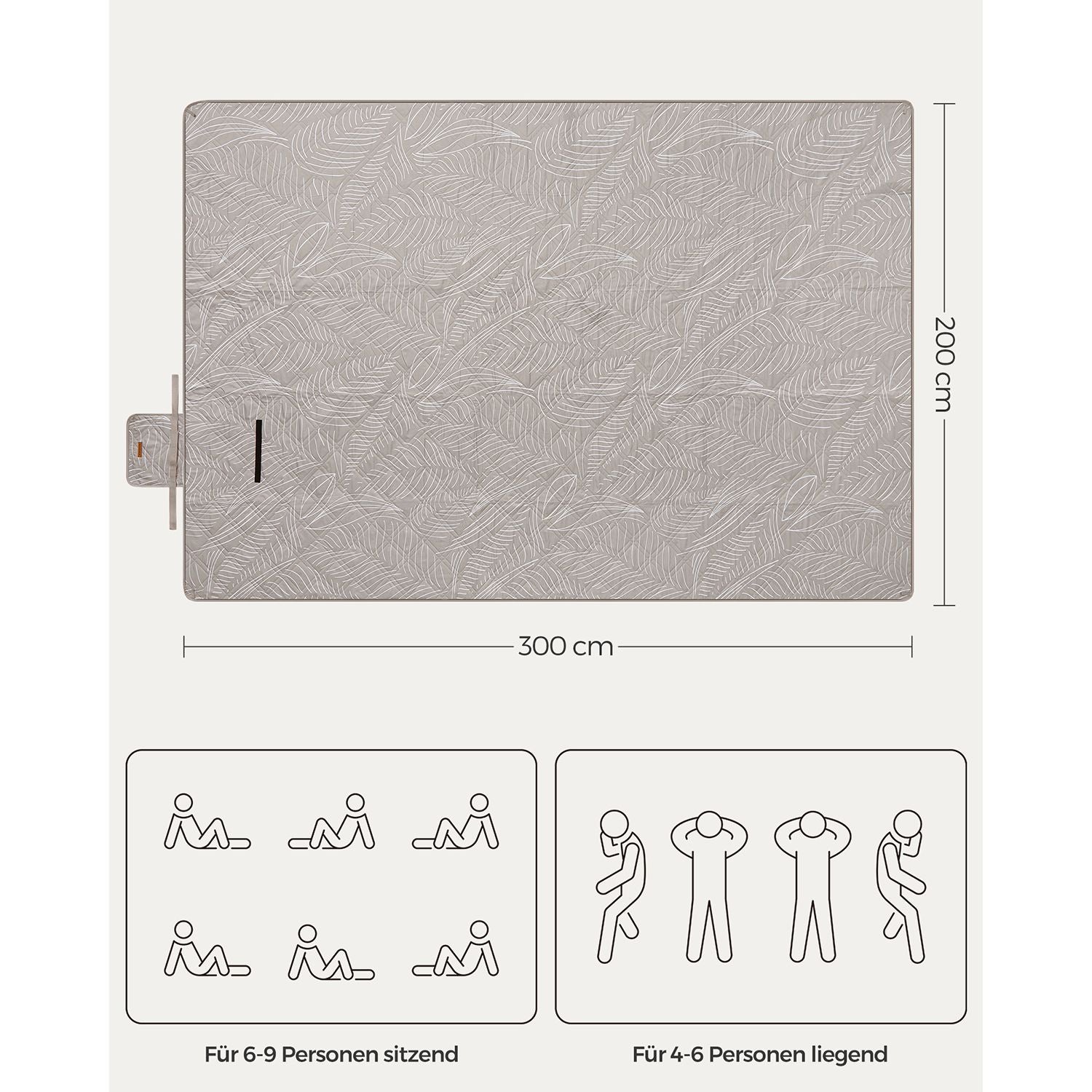Picknickkleed - 300 x 200 cm - Waterdicht - Machinewasbaar - Khaki