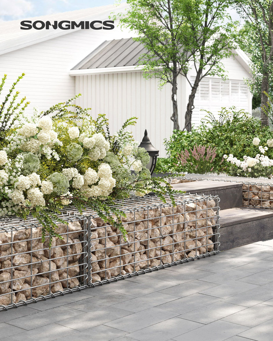 Gabions set om 10 för stenar 100 x 30 x 30 cm silver