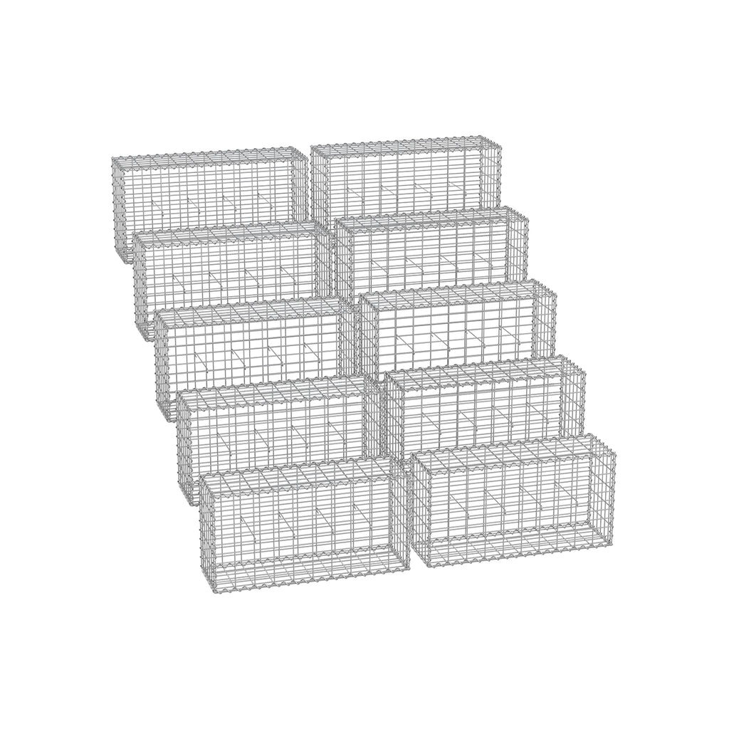 Uppsättning av 10 schans korgar - 100 × 50 × 30 cm - silver