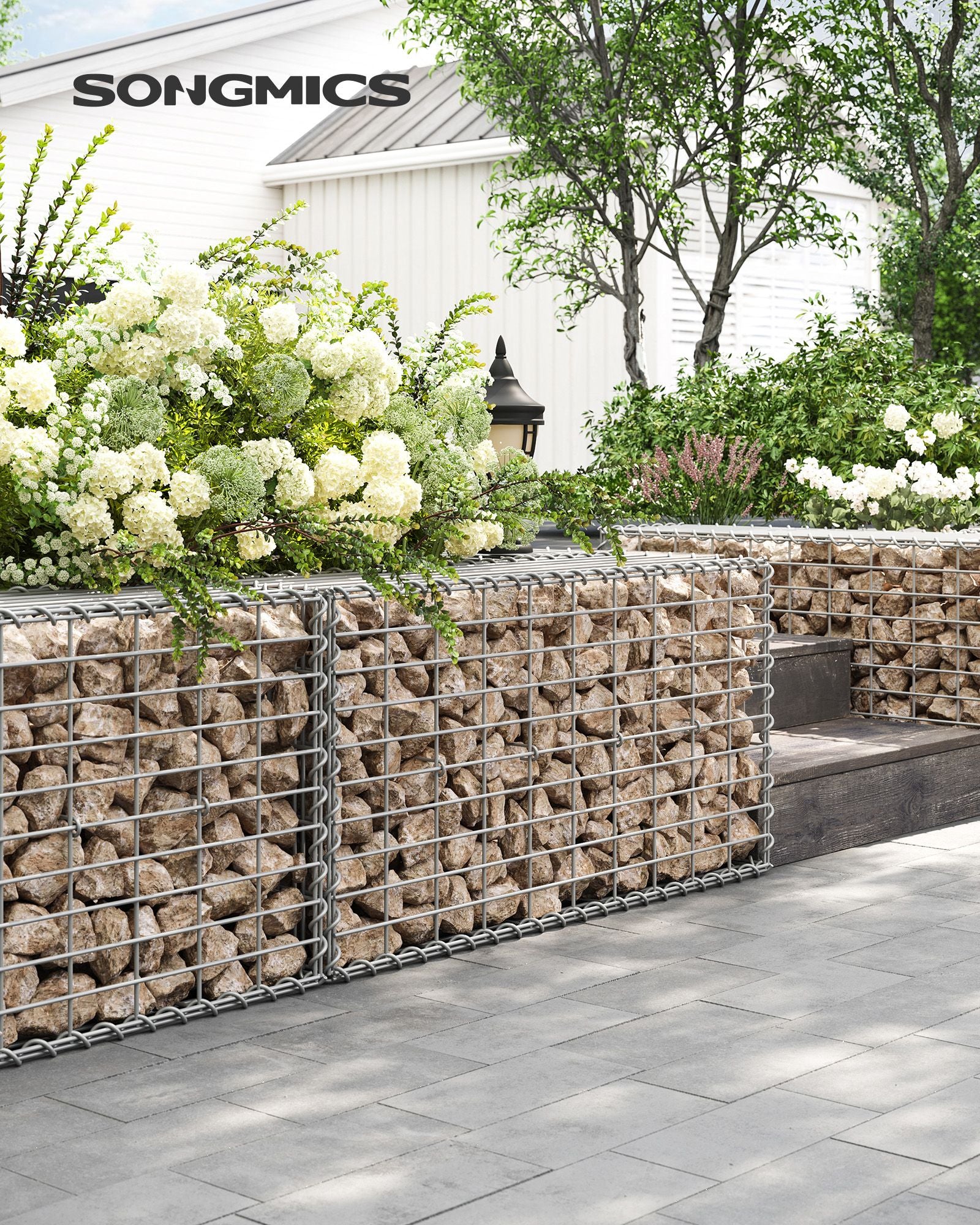 Uppsättning av 10 schans korgar - 100 × 50 × 30 cm - silver