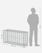 Uppsättning av 10 schans korgar - 100 × 50 × 30 cm - silver