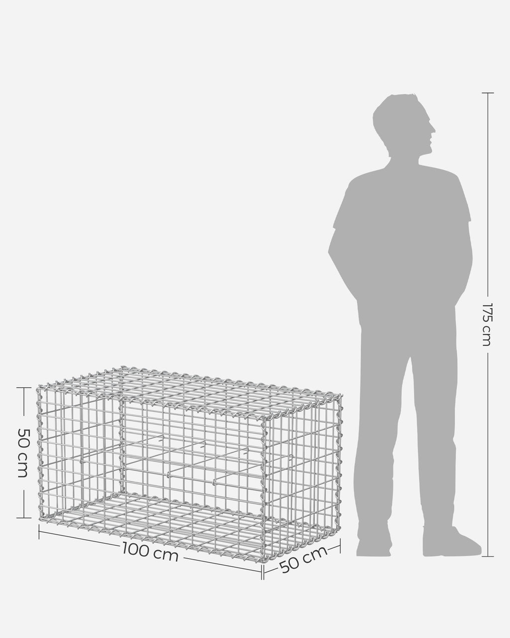 Trådkorgar - för stenar - 5 x 10 cm nätbredd - uppsättning av 10