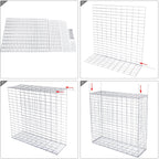 Schanskorf - Gabion gjord av metallnät - 100 x 95 x 30 cm - silver