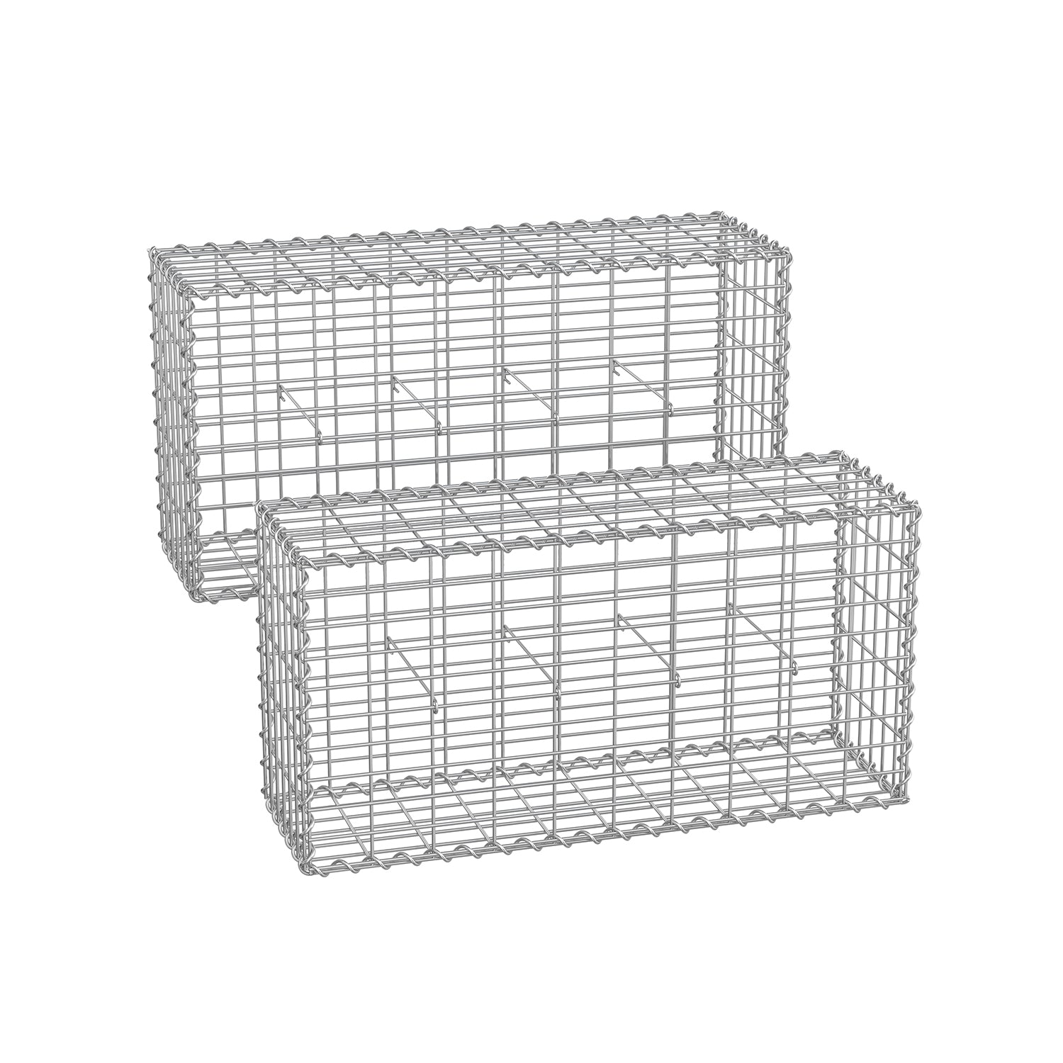 Set med gabioner – galvaniserat stål – silver